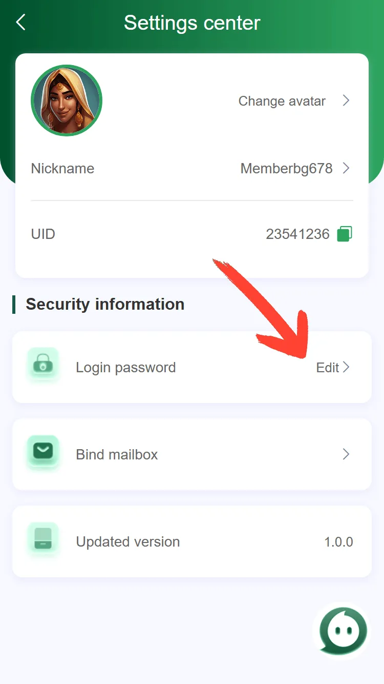 BG678 change / reset password step 2