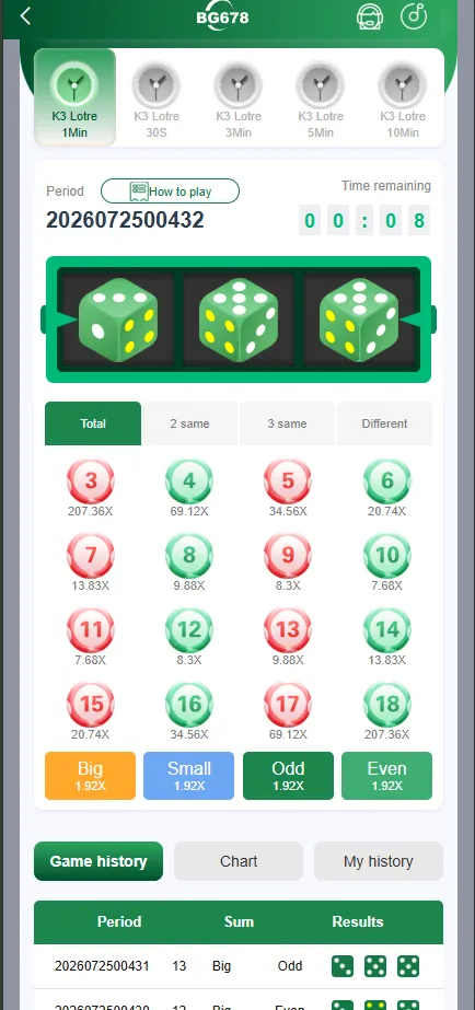 BG678 K3 game dashboard